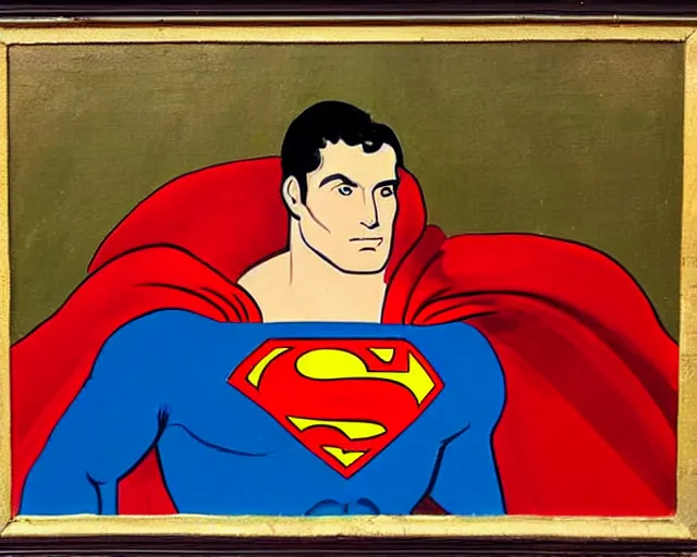 Image similar to a 1 2 0 0 s painting of superman