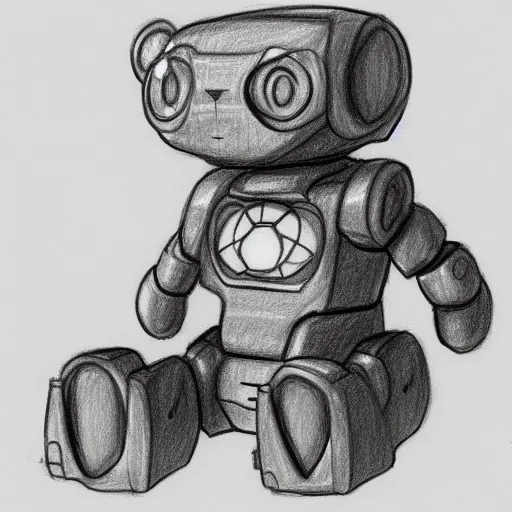 Image similar to a drawing of a robot with a teddy bear sitting on top of it, concept art by Kanbun Master, pixiv, furry art, concept art, toonami, sketchfab