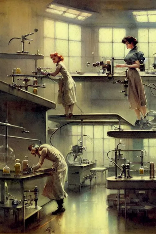 Image similar to ( ( ( ( ( 1 9 5 0 s retro science fiction laboratory interior scene. muted colors. ) ) ) ) ) by jean - baptiste monge!!!!!!!!!!!!!!!!!!!!!!!!!!!!!!