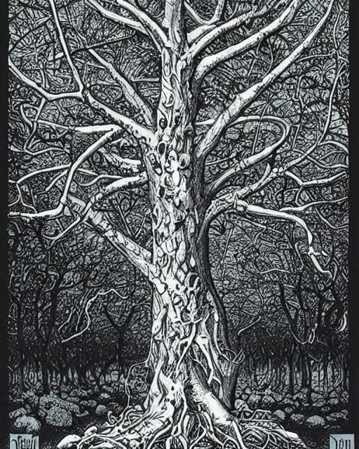 Prompt: the oracle of trees tarot card by dan hillier, masterpiece