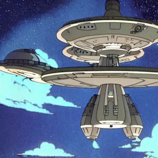 Image similar to ncc 1 7 0 1 starship enterprise in a studio ghibli movie