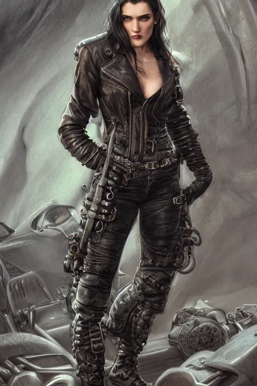 Prompt: muscled Katie Mcgrath as a ruggedly handsome heroine , dressed in biker leather , mad max , intricate, elegant, highly detailed, centered, digital painting, artstation, concept art, smooth, sharp focus, illustration, art by artgerm and donato giancola and Joseph Christian Leyendecker, Ross Tran, WLOP