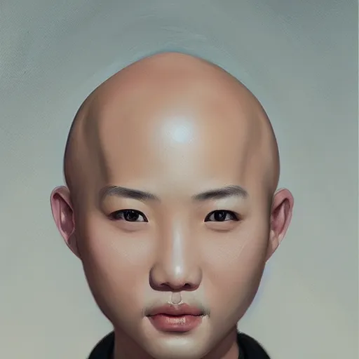 Prompt: bald chinese boy, oil painting, artgerm, portrait, highly detailed, artstation