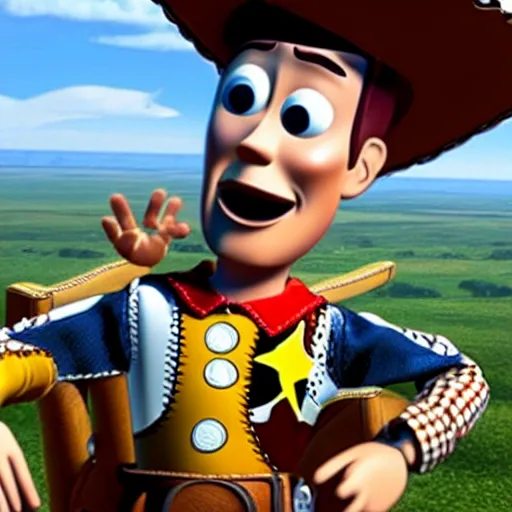 Image similar to woody from toy story skydiving