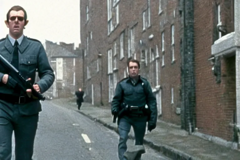 Image similar to a still of the movie hot fuzz directed by stanley kubrick in 1 9 8 0