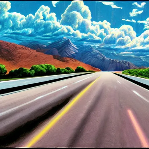 Prompt: highway,! dream highway, rob liefeld, photorealism