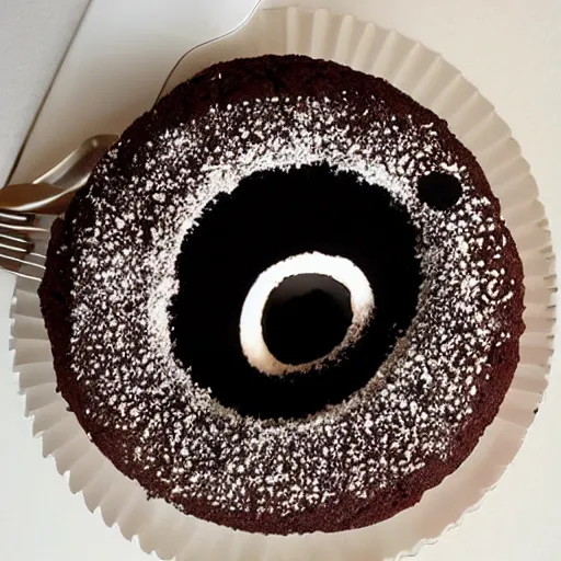 Image similar to A black hole cake