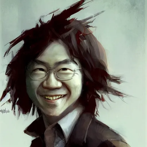 Image similar to portrait of amos yee with a sinister smile, by greg rutkowski