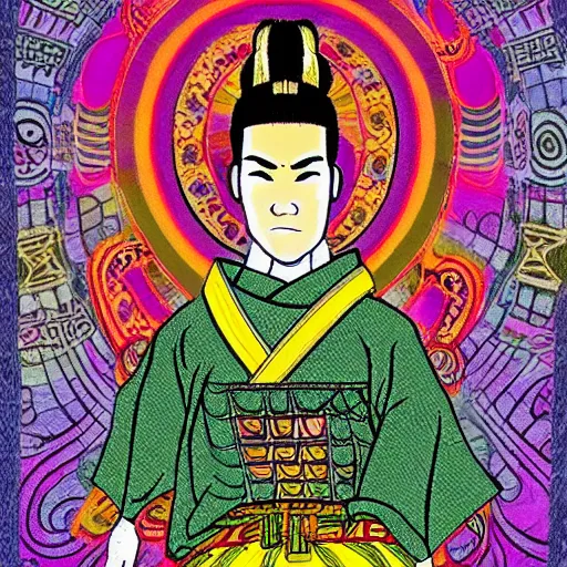 Image similar to a ancient psychedelic samurai