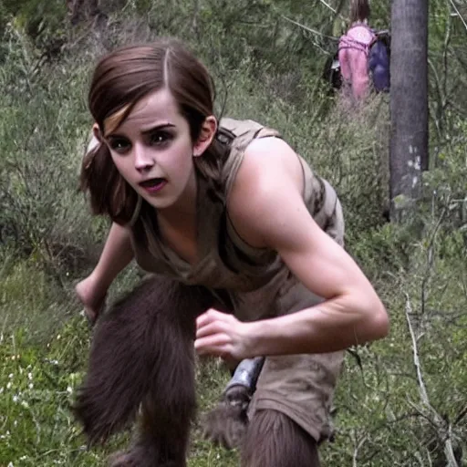 Image similar to emma watson catching sasquatch