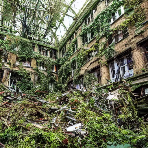 Image similar to photo of an overgrown london in ruins