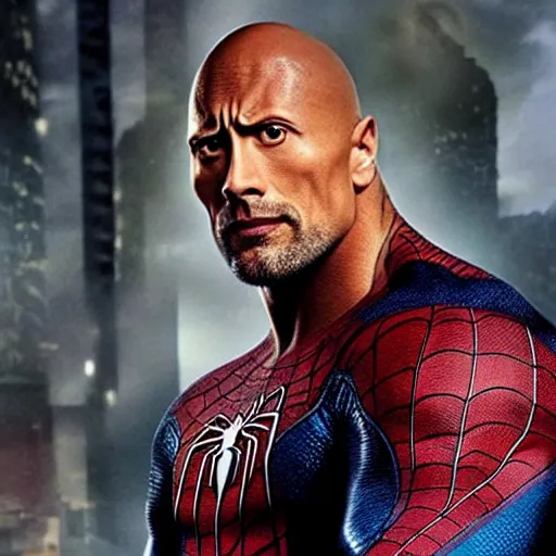 Image similar to Dwayne Johnson as Spiderman