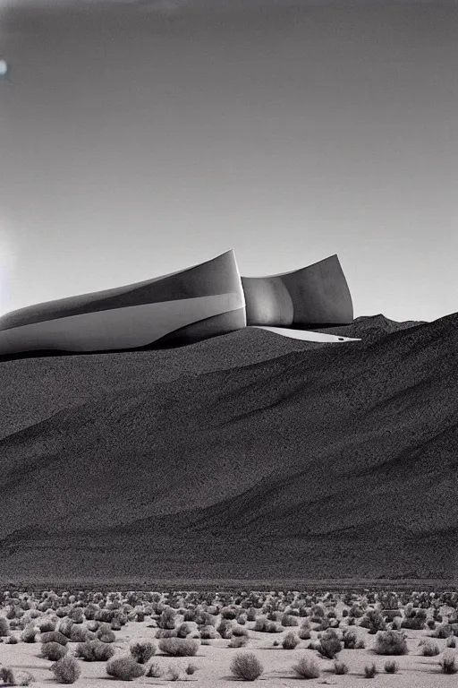 Image similar to scenes from the utah desert by john schoenherr, cinematic matte painting, zaha hadid building, 8 k, dark moody monochrome color palate