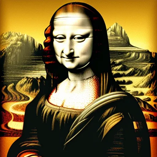 Prompt: monalisa in the style of jeffrey smith, in the style of jeffrey smith, in the style of jeffrey smith, in the style of jeffrey smith