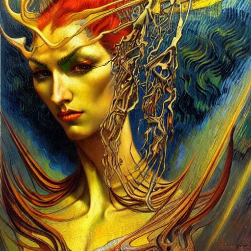 Image similar to Divine Chaos Engine by Karol Bak, Jean Delville, and Vincent Van Gogh