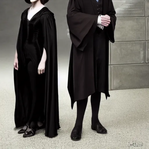 Image similar to Emma Watson as Professor Severus Snape, full body shot