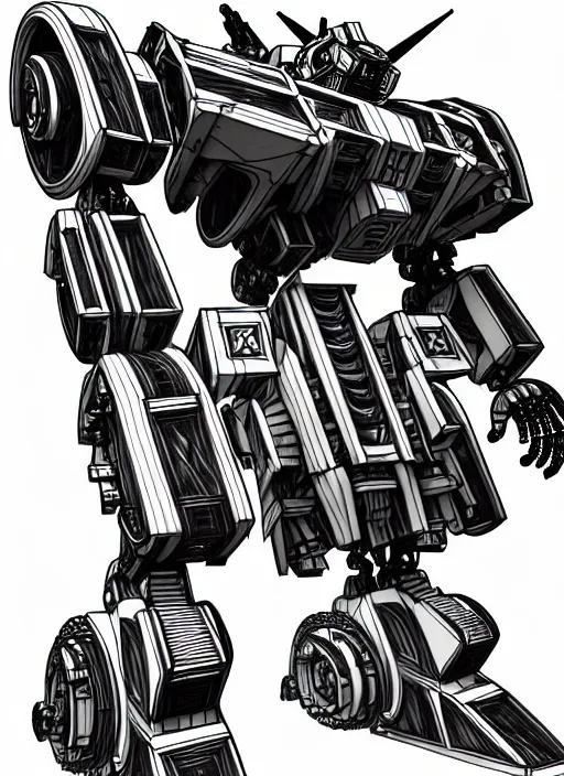 Prompt: very technical and detailed blueprint of a robot tiger, center frame, side view intricate details, ultra - detailed, baroque style, illustration, desaturated, concept art, battletech, mechwarrior, zoids, gundam