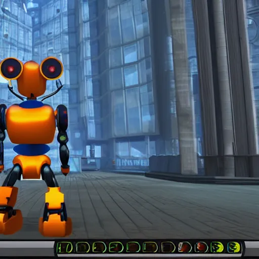 Image similar to precusor robot in haven city from jak 2, highly detailed, photorealistic