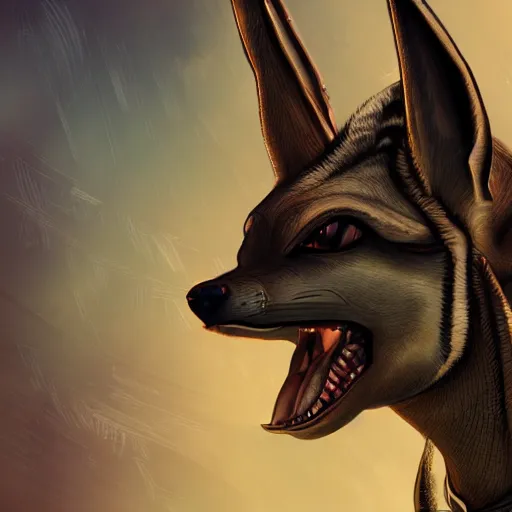 Image similar to Anubis, Jackal, very detailed, artstation, illustration, masterpiece, digital art, Furry Art