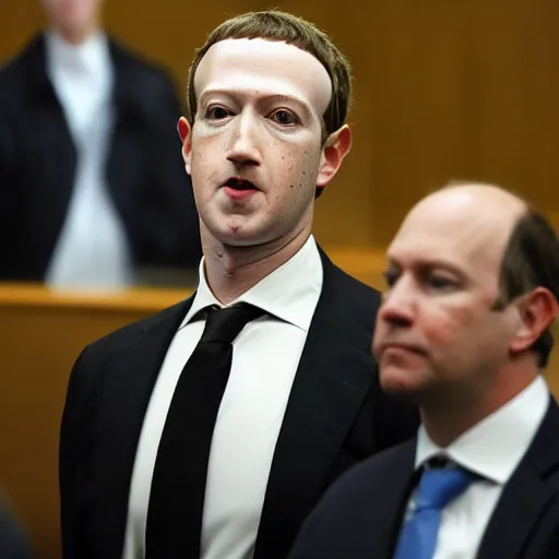 Image similar to mark Zuckerberg found guilty by jury of penguins