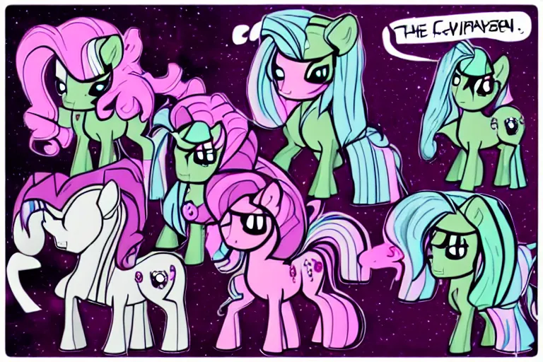 Prompt: The Borg have assimilated My Little Ponies