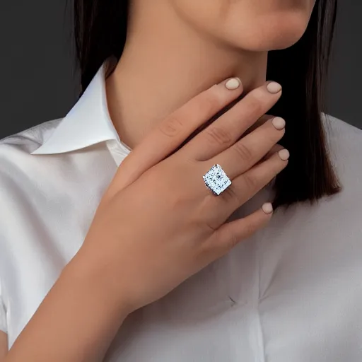 Image similar to wife wearing a ring with shimmering 7 6 0 carat square cut diamond