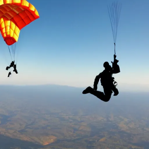 Image similar to parachuting man holding a porcupine