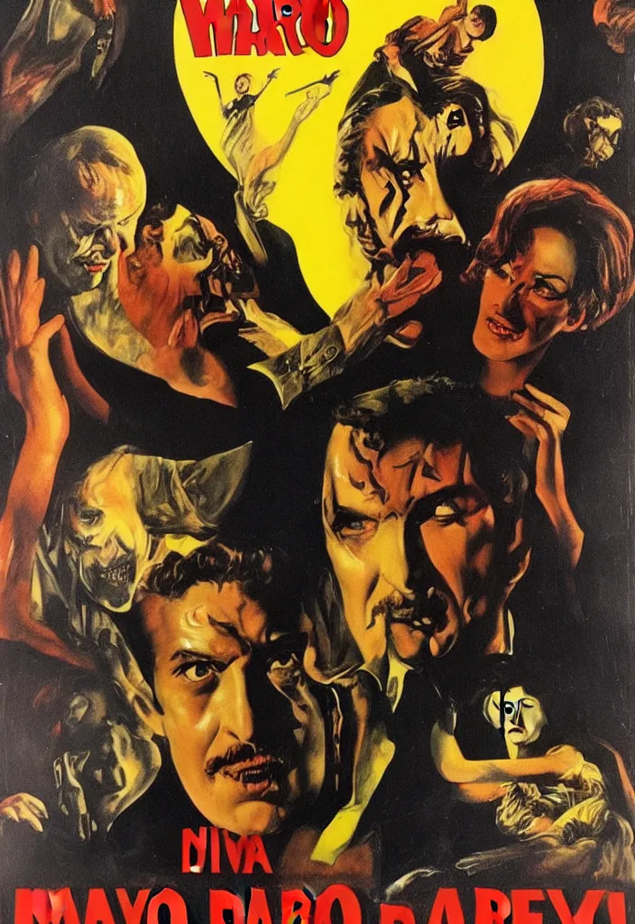 Prompt: 70s movie poster for movie by Mario Bava, with Vincent Price