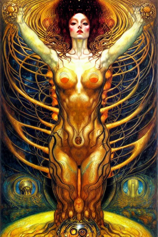 Image similar to Divine Chaos Engine by Karol Bak, Jean Delville, William Blake, Gustav Klimt, and Vincent Van Gogh, symbolist, visionary