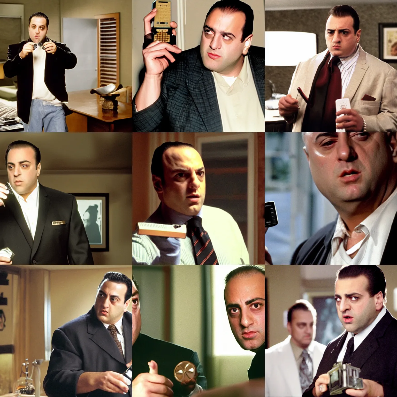 Prompt: paulie from the sopranos dropping the universal remote, that contains the universe