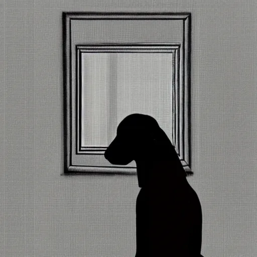 Prompt: a dog looking into the mirror, optical illusion