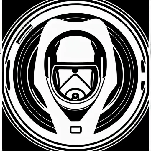 Prompt: astronaut logo Illustrated by Shepard Fairey, H.R. Geiger, YASUHIKO Yoshikazu, black and white, high contrast, detailed ink outline, hyper realistic, vector art