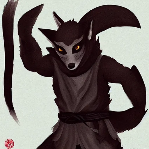 Prompt: a quadrupedal fox shinobi ninja, master of the shadow arts 🎨🖌