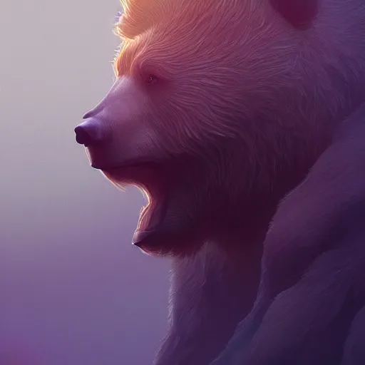 Image similar to a mythical human bear hybrid, concept art, portrait, epic, trending on artstation, very detailed, 4 k, hd, dramtix lighting, flowing energy, by beeple