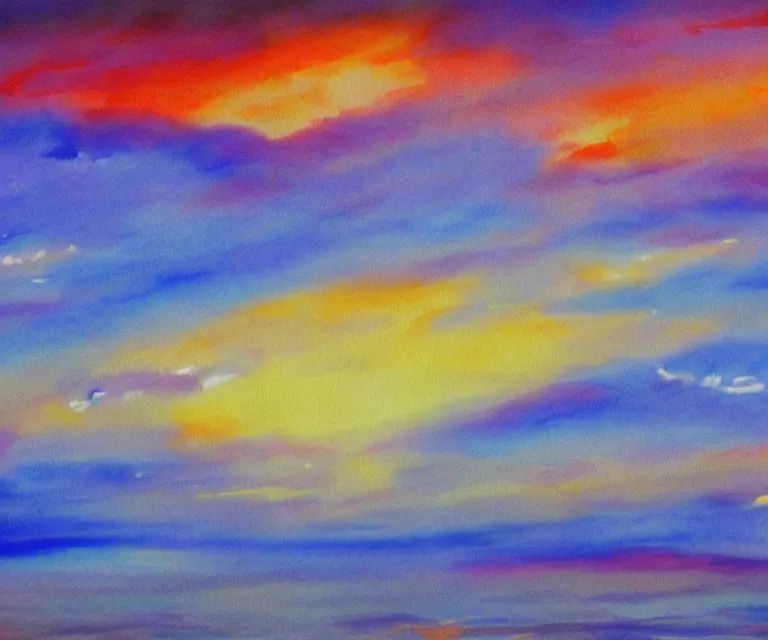 Image similar to clouds, sunset, water painting