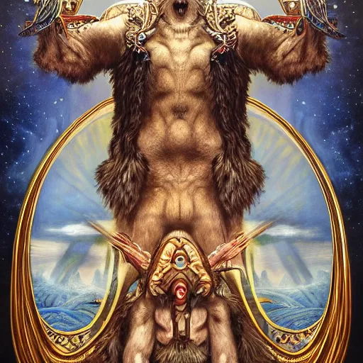 Image similar to portrait of king kong made with porcelain by Jeff Easley and Peter Elson + beautiful eyes, beautiful face + symmetry face + border and embellishments inspiried by alphonse mucha, fractals in the background, galaxy + baroque, gothic, surreal + highly detailed, intricate complexity, epic composition, magical atmosphere + masterpiece, award winning + trending on artstation