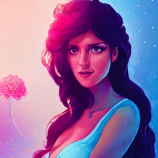 Prompt: beautiful charming goddess of sunshine and roses, inspired by stephanie beatriz and ruby rose, character art portrait, deviantart artstation, by alena aenami, by michael whelan, behance hd, bokeh