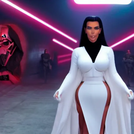 Image similar to kim kardashian in star wars as an evil sith, 8k resolution, full HD, cinematic lighting, award winning, anatomically correct