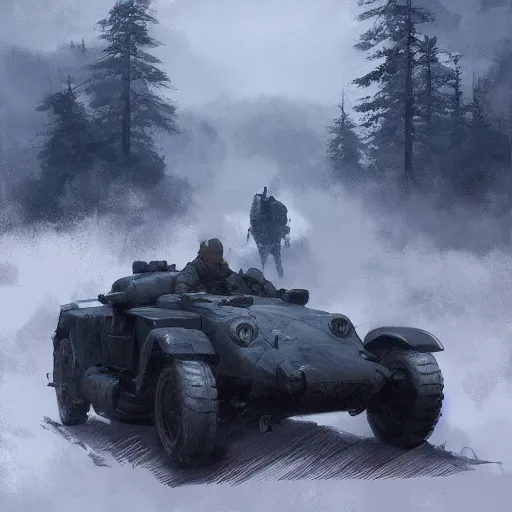 Prompt: Latest artwork by Jakub Rozalski, top rated on artstation. Kino no tabi, the beautiful world