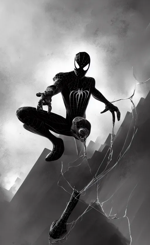 Image similar to spiderman noir, dynamic lighting, photorealistic fantasy concept art, trending on art station, stunning visuals, creative, cinematic, ultra detailed