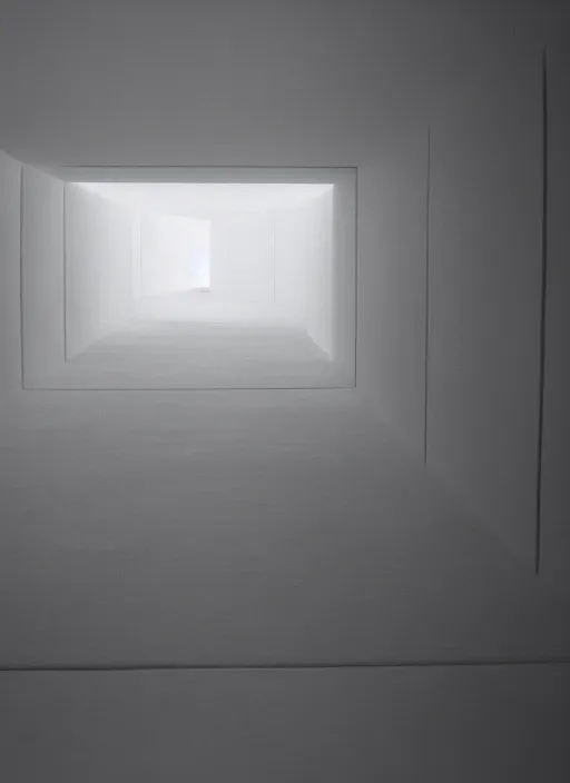 Image similar to a photograph of a glowing white cube inside of a minimalist concrete room, 3 5 mm, color film camera, pentax