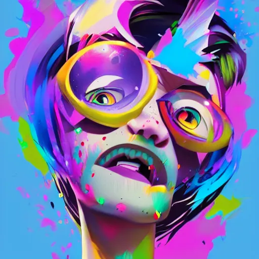 Image similar to colorful illustration of vinyl, splatters, by zac retz