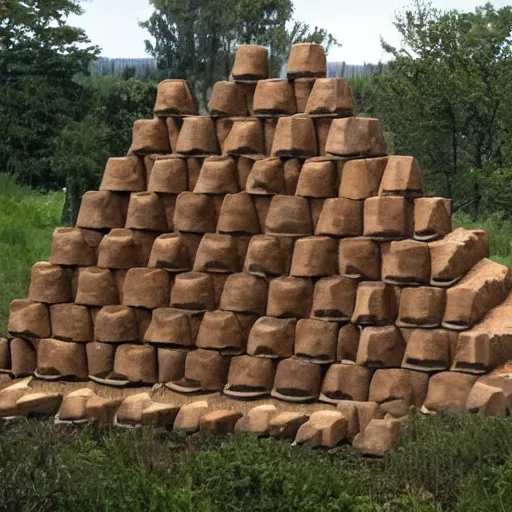 Prompt: a pyramid made of bears