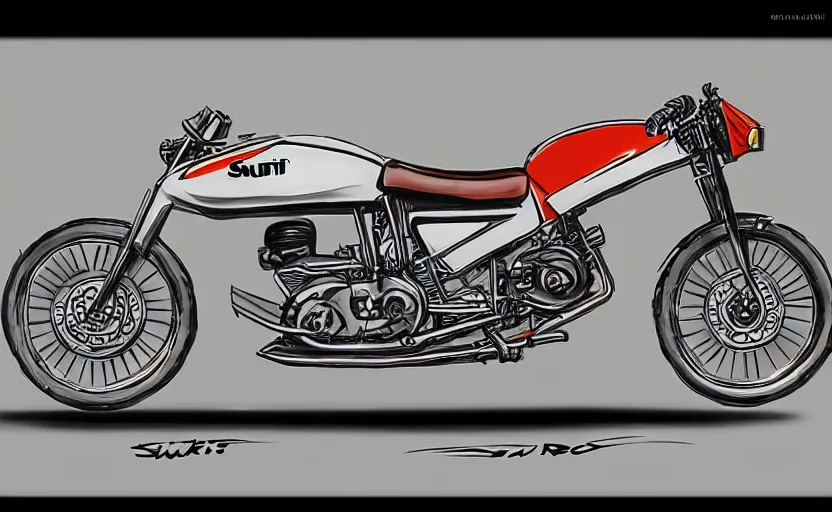 Prompt: 1 9 7 0 s suzuki enduro motorcycle concept, sketch, art,