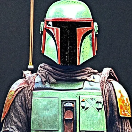 Image similar to technical sketch of boba fett by leonardo da vinci