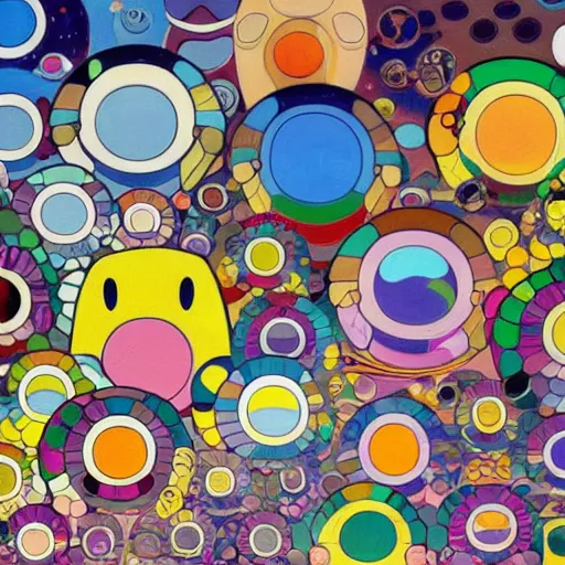 Prompt: a painting of an alien planet in the style of takashi murakami