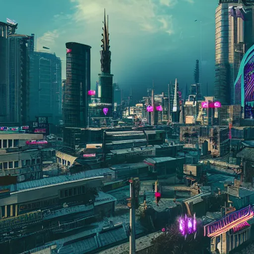 Prompt: centre of zagreb cyberpunk 2 0 7 2 futuristic detailed digital 4 k picture