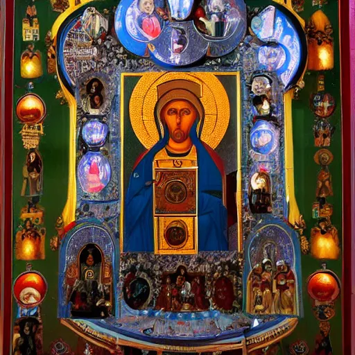 Image similar to wall-e robot, russian orthodox icon