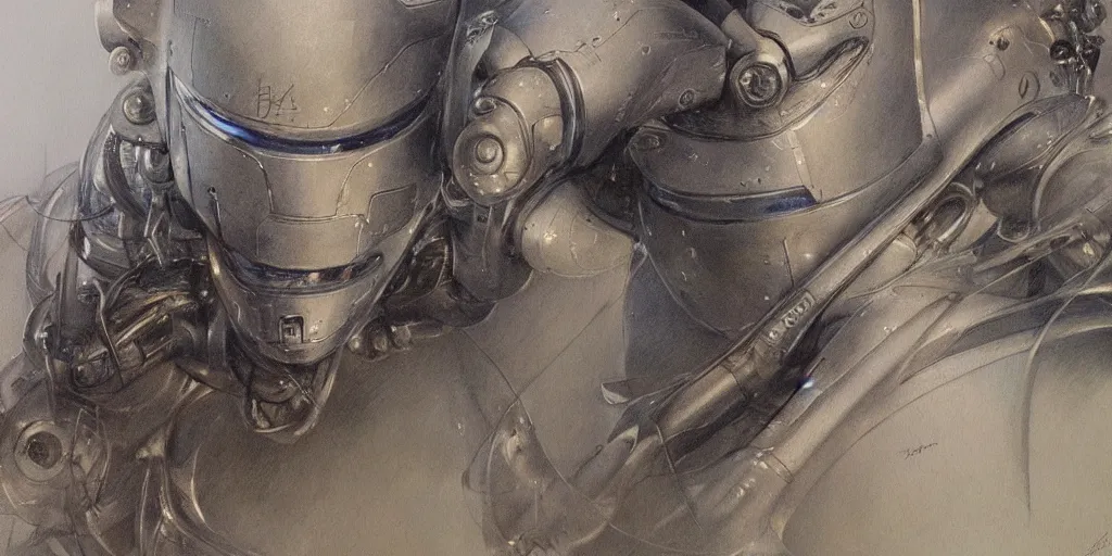 Image similar to a beautiful painting of robot by alan lee, trending on artstation