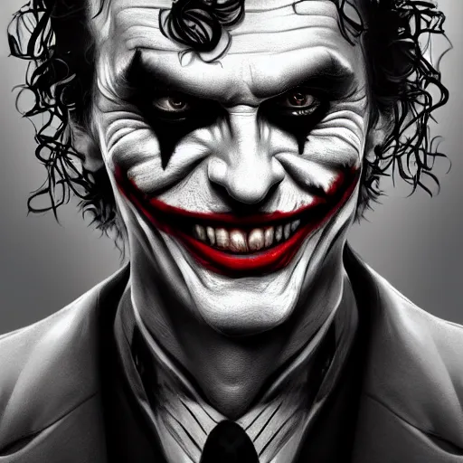 Prompt: portrait of broken joker, intricate, photoreal elegant, highly detailed, centered, grungy, digital painting, artstation, concept art, smooth, sharp focus,